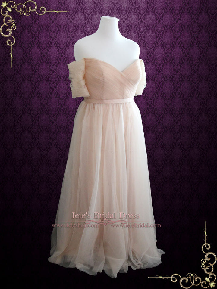 Plus Size Blush Whimsical Off Shoulder Formal Dress | Kayla