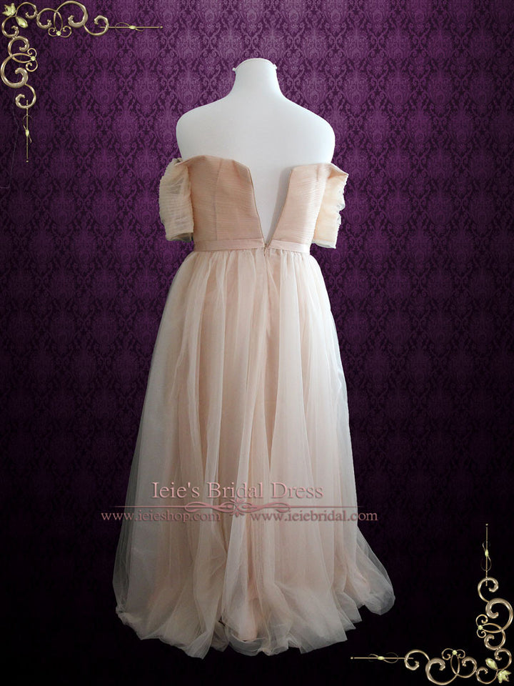 Plus Size Blush Whimsical Off Shoulder Formal Dress | Kayla ieie Plus Size Blush Whimsical Off Shoulder Formal Dress | Kayla ieie