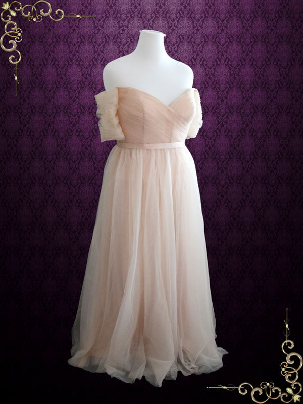 Plus Size Blush Whimsical Off Shoulder Formal Dress | Kayla