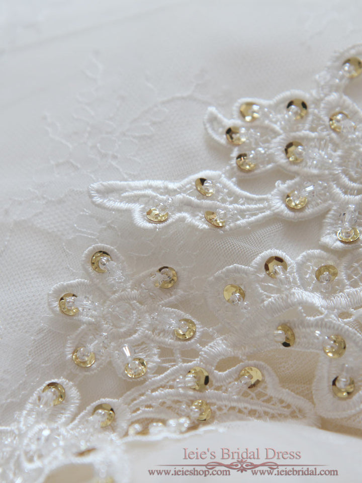 Open Back Lace Wedding Dress with Plunging Neckline ELIZABETH