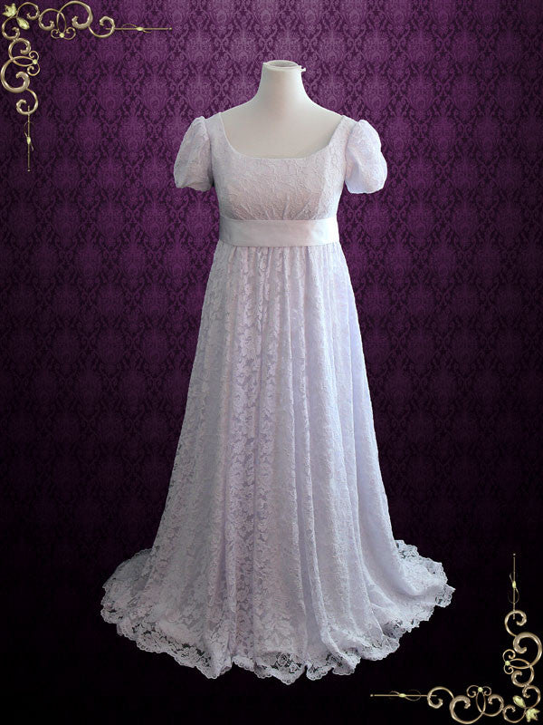 Bridgeton Regency Style Empire Waist Lace Wedding Dress HARRIET