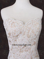 Strapless Sweetheart Ivory Lace Mermaid Wedding Dress with Mocha Lining | Mona