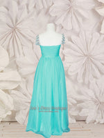 Cap Sleeves Chiffon Evening Gown with Pleated bodice