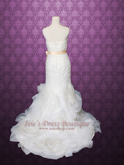 Strapless Organza Ruffles Mermaid Fit and Flare Wedding Dress | Cecilia