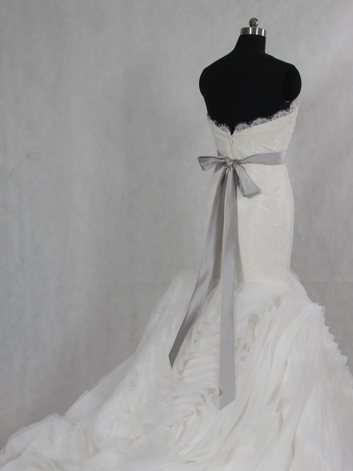 Silver Moire Jeweled Crystal Bridal Sash with Rhinestones