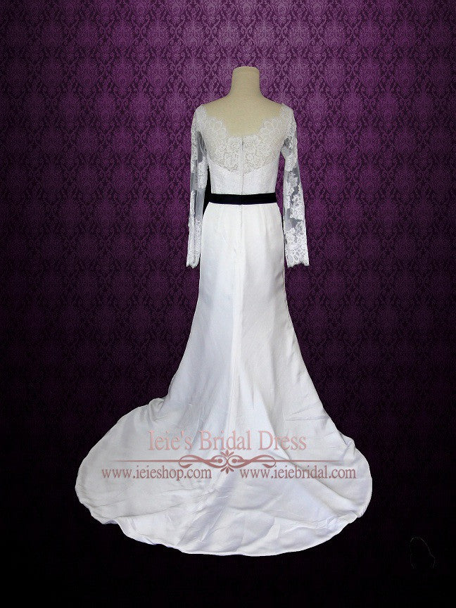 Slim Sheath Long Sleeves Lace Wedding Dress | Amanda