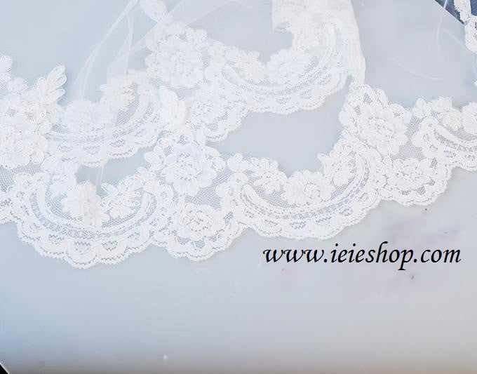 Chapel Length Lace Mantilla Wedding Bridal Veil 90''