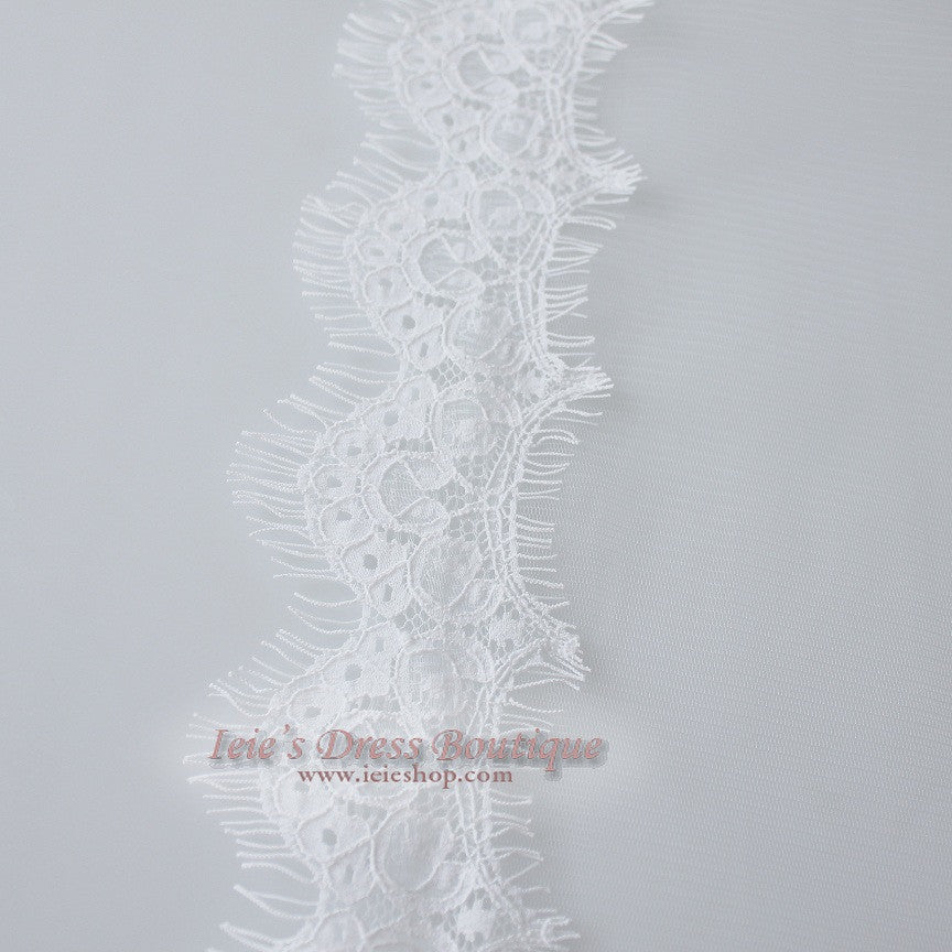 Eye Lash Lace Trim Edge Chapel Length Veil VG1009