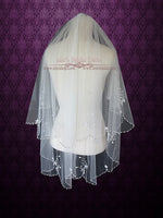 2 Tier Fingertip Bridal Veil with Sparkly Beadings on Edge VG1020