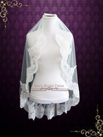 Fingertip Wedding Veil with Alencon Lace VG1057