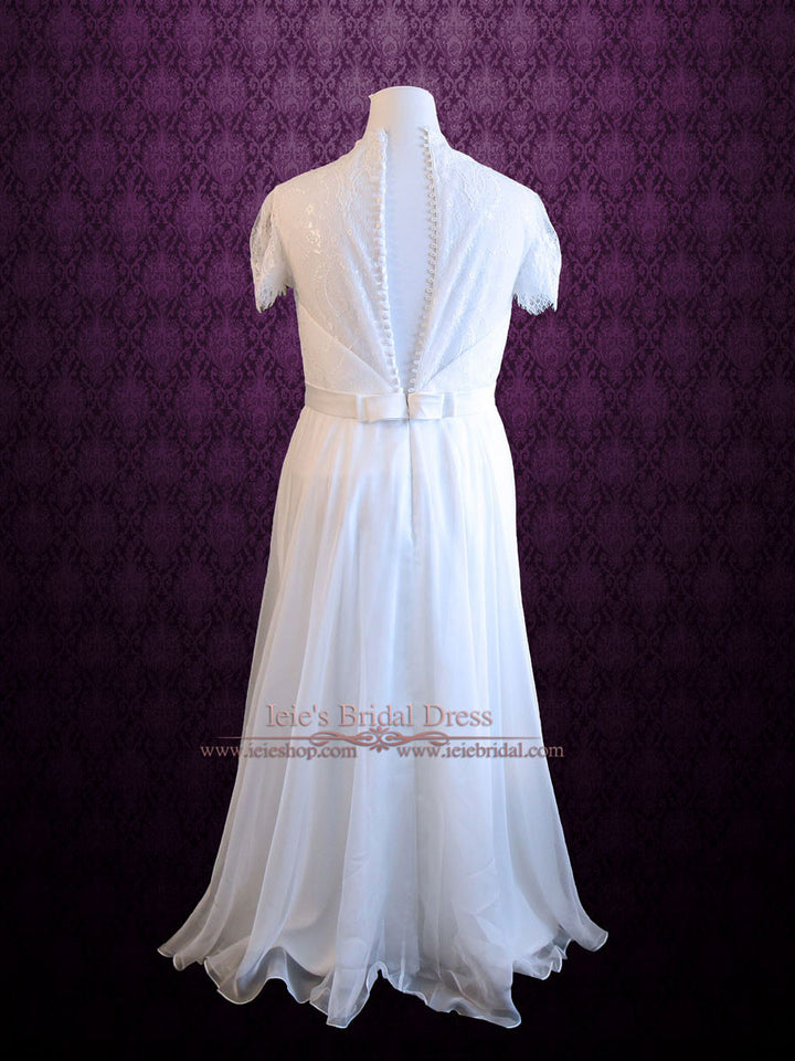 Dentelle Style Romantic Chiffon Destination Wedding Dress