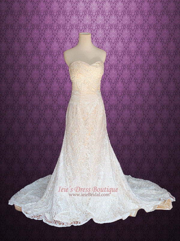 Vintage Lace A-line Wedding Dress with Strapless Sweetheart JOY