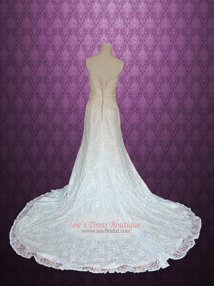 Vintage Lace A-line Wedding Dress with Strapless Sweetheart JOY