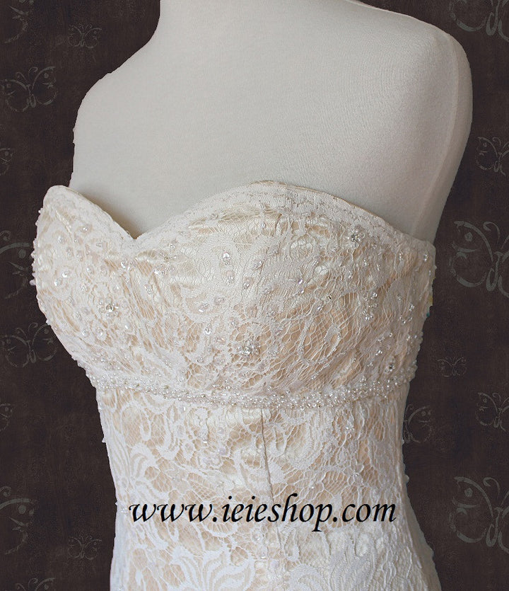 Vintage Lace A-line Wedding Dress with Strapless Sweetheart JOY