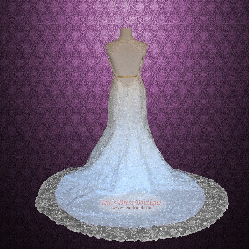 mermaid wedding dress with lace overlay Eva Fashion 5251 Simple Long Mermaid Lace Wedding Dress