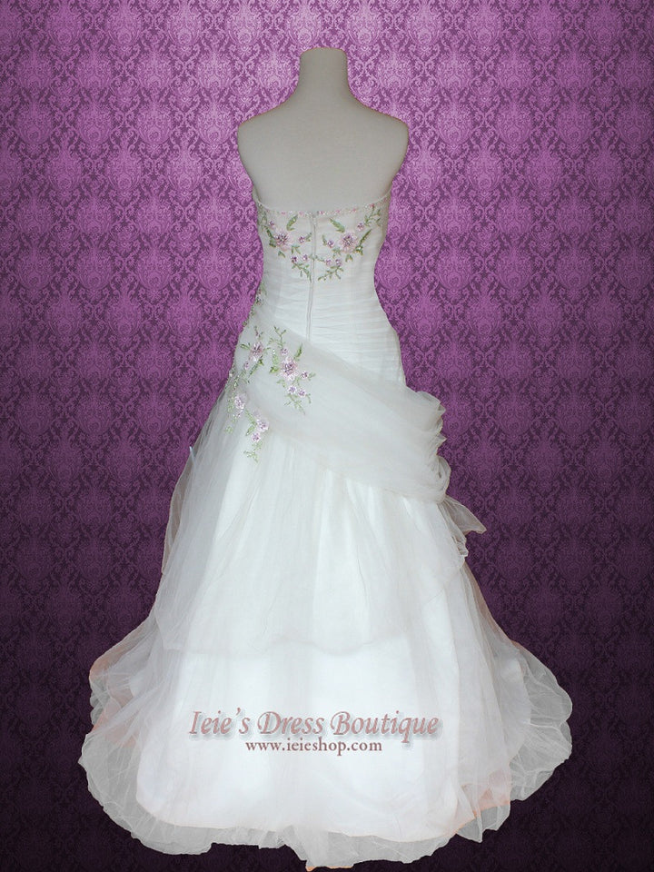Spring Garden Romantic Wedding Gown with Color Embroideries