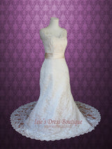 Vintage Lace A-line Wedding Dress with V Neck and Low V Back | Lauren