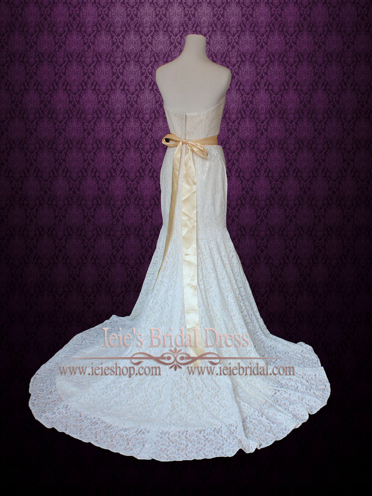Strapless Cotton Lace Mermaid Wedding Dress | Angela