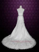 Strapless A-line Bridal Illusion over Lace Wedding Dress | Venice
