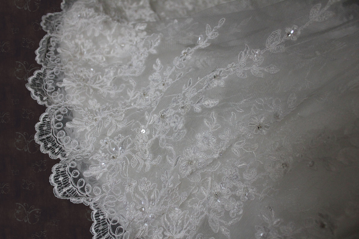 Strapless A-line Bridal Illusion over Lace Wedding Dress | Venice