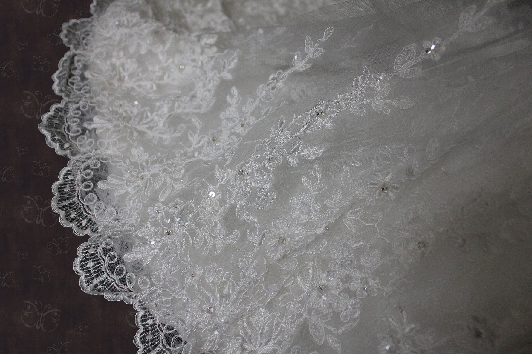 Strapless A-line Bridal Illusion over Lace Wedding Dress | Venice