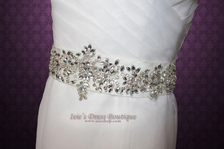 Strapless Organza Mermaid Wedding Gown with Jeweled Belt