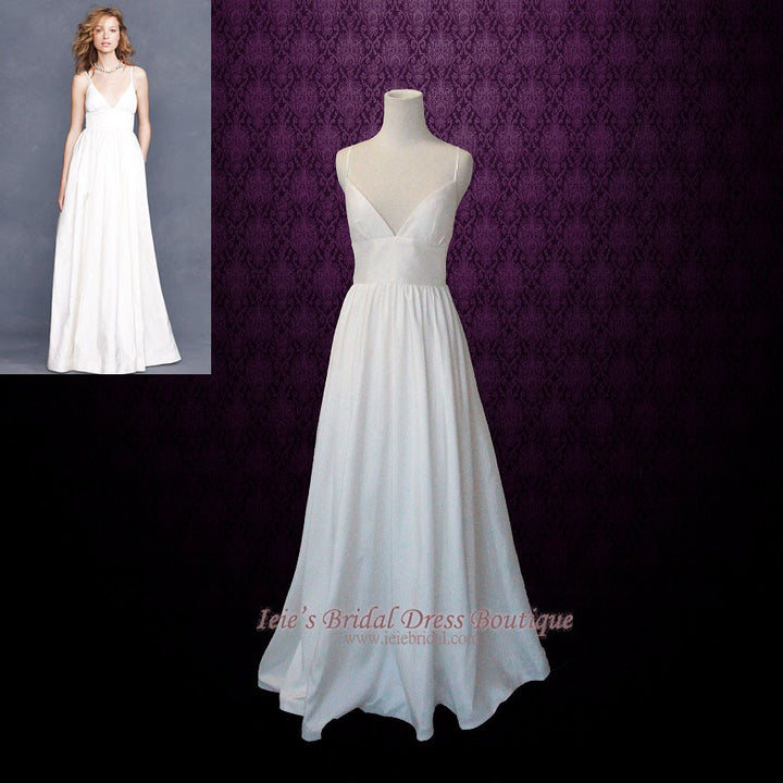 Simple Yet Elegant Slim A-line Beach Wedding Dress with Sweetheart Neck Line and Low Back