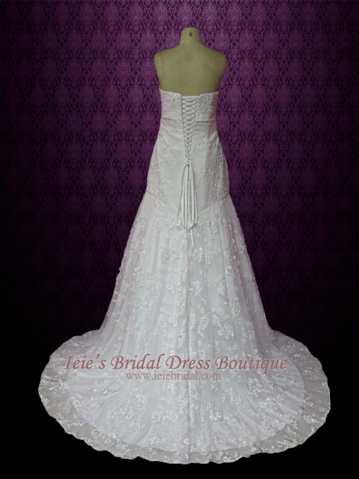 Strapless Trumpet A-line Lace Wedding Dress with Flower | Ester