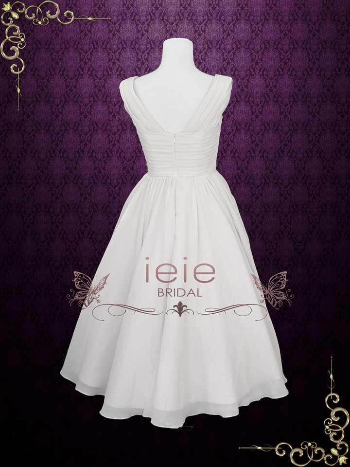 Short Retro Chiffon Wedding Dress with Cowl Neck KARIN