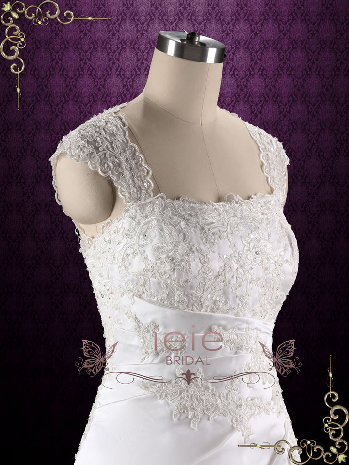 A-line Lace Wedding Dress with Keyhole Corset Back SUE