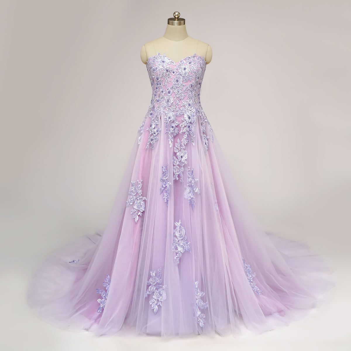 Strapless Purple Lace Wedding Dress ZORANA