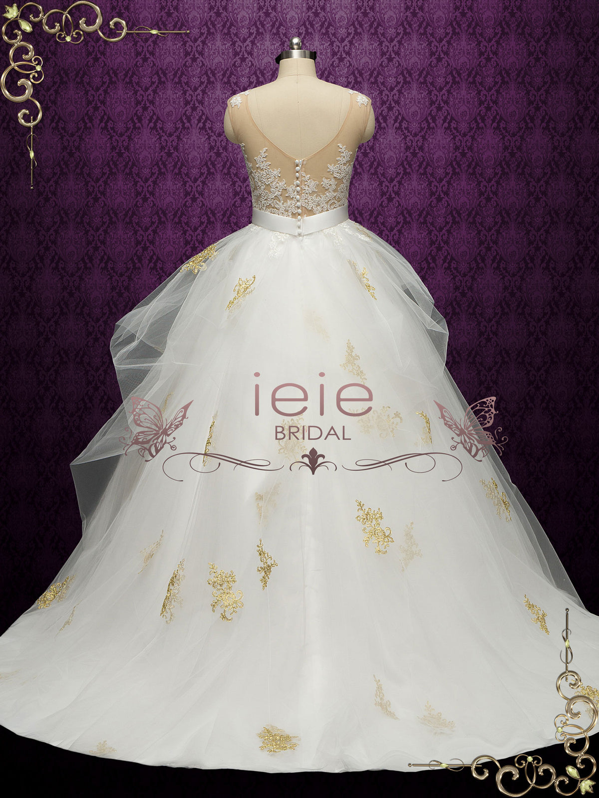 Ball Gown Wedding Dress with Gold Lace DIMITRA