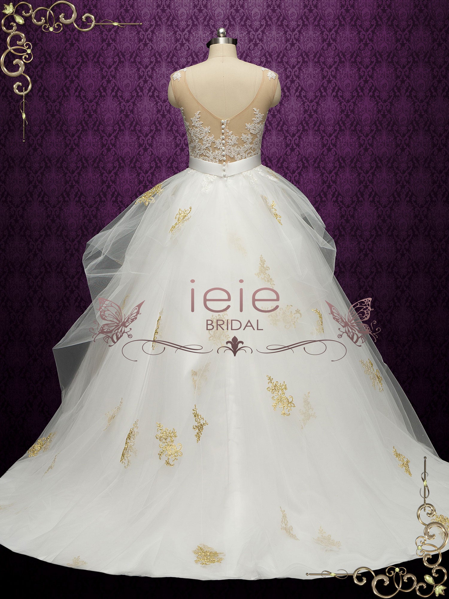 Ball Gown Wedding Dress with Gold Lace DIMITRA