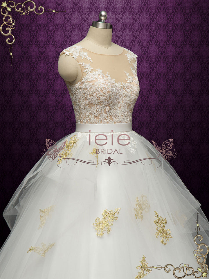 Ball Gown Wedding Dress with Gold Lace DIMITRA