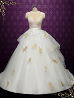 Ball Gown Wedding Dress with Gold Lace DIMITRA