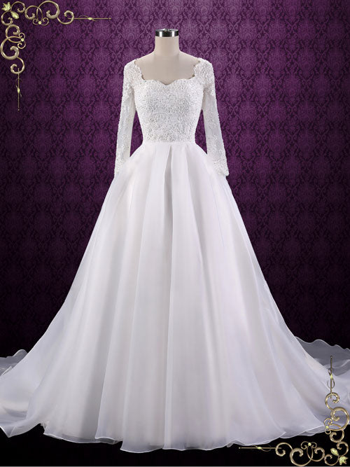 Ball Gown Style Lace Wedding Dress with Sleeves | Corina