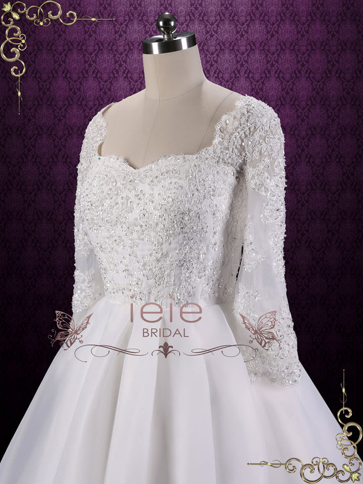 Ball Gown Style Lace Wedding Dress with Sleeves | Corina