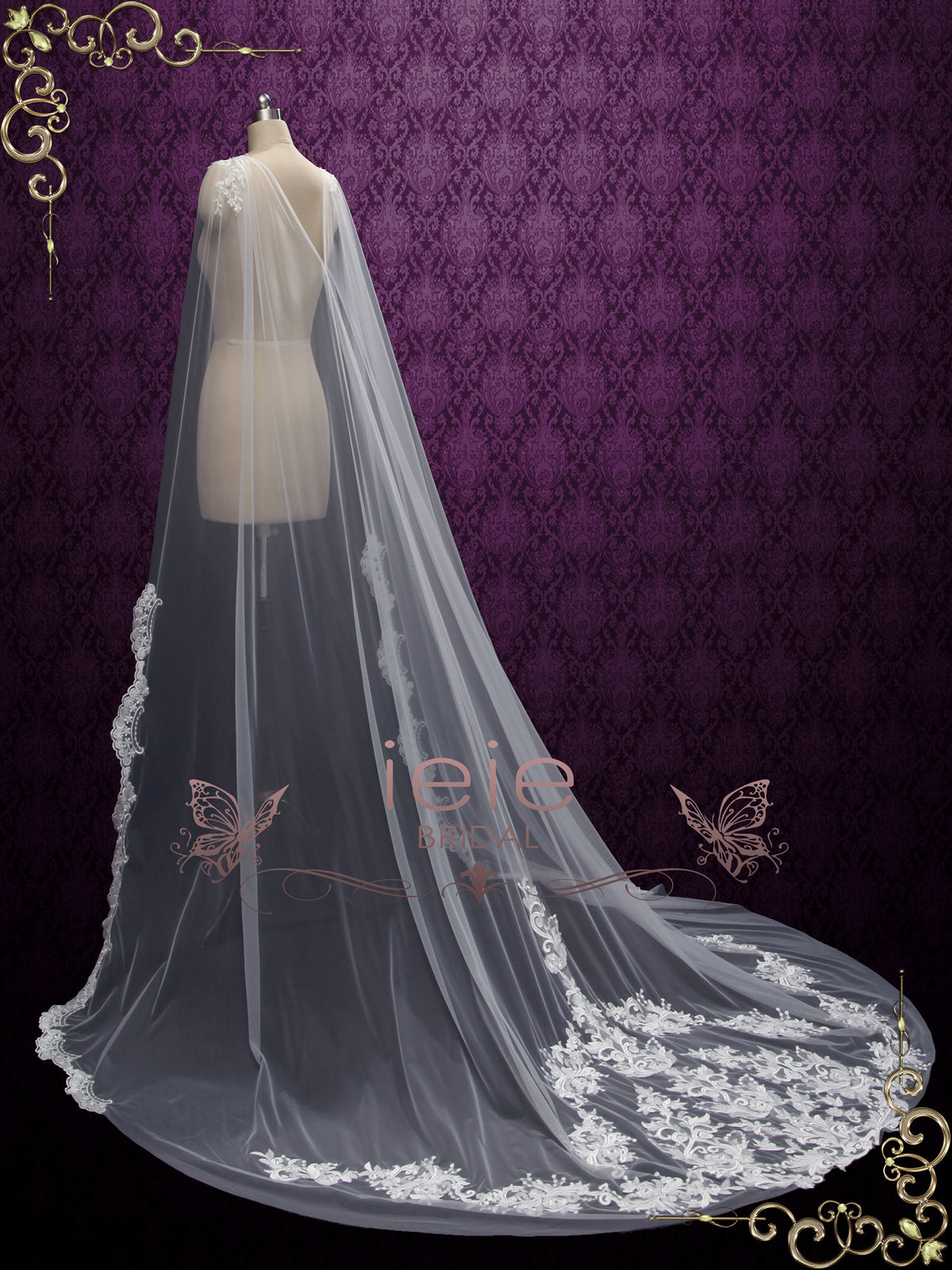 Watteau Lace Veil Cape Y180607
