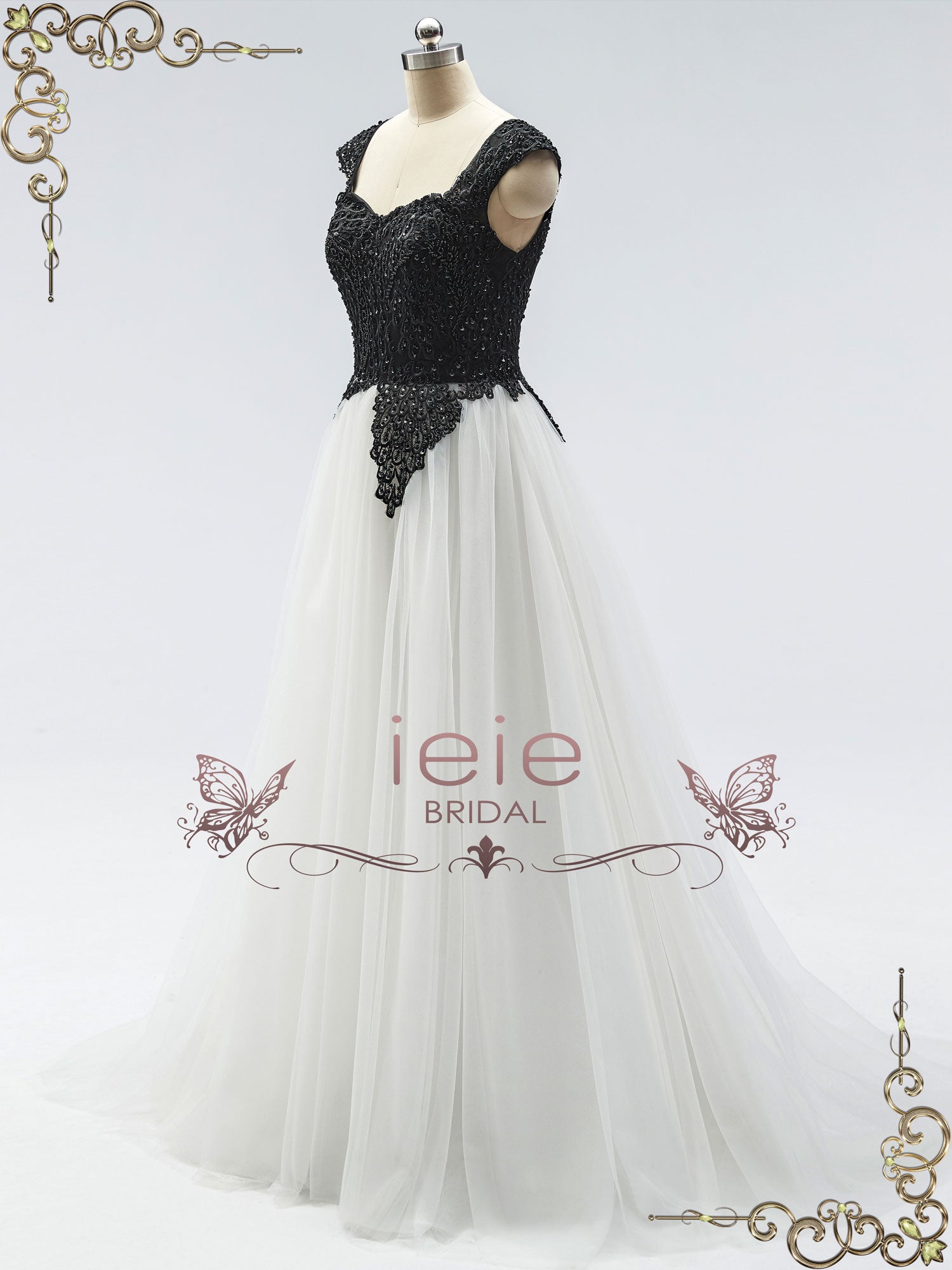 Unique Black and White Wedding Dress ZETA