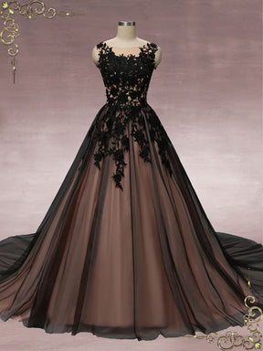 Black Lace Ball Gown Wedding Dress MARTHA – ieie Bridal