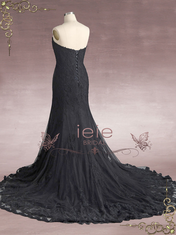Strapless Black Lace Mermaid Wedding Dress KATELYN