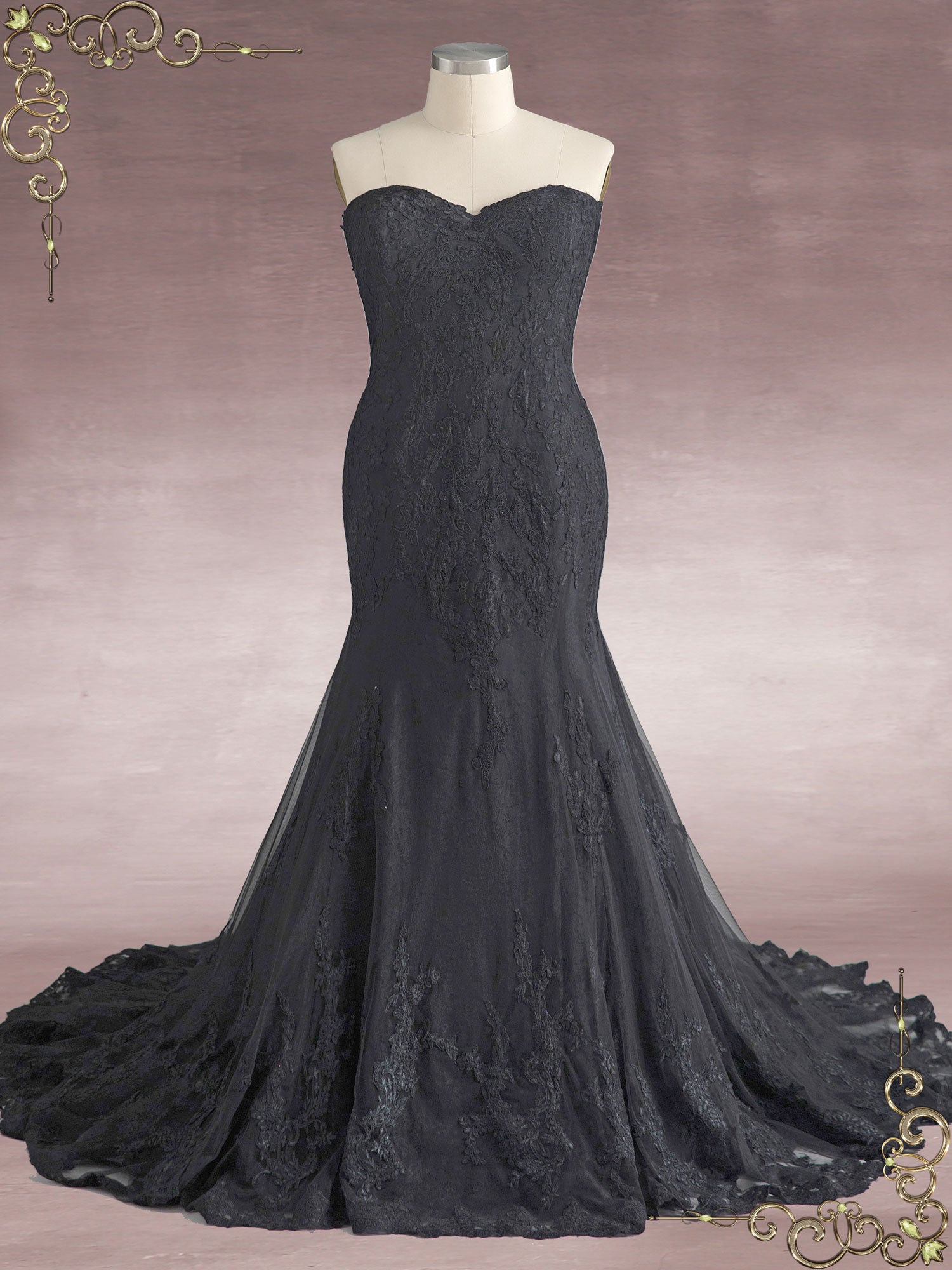 Strapless Black Lace Mermaid Wedding Dress KATELYN – ieie