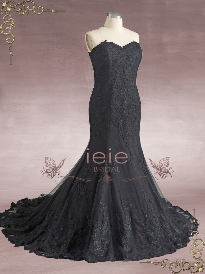 Strapless Black Lace Mermaid Wedding Dress KATELYN