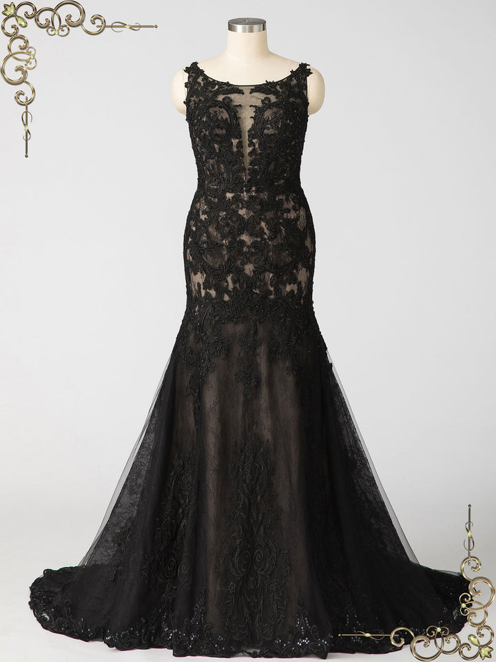 Black Fit and Flare Lace Wedding Dress NOIR Size 4 / Ivory Black Fit and Flare Lace Wedding Dress NOIR Size 4 / Ivory