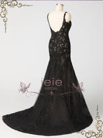 Black Fit and Flare Lace Wedding Dress NOIR