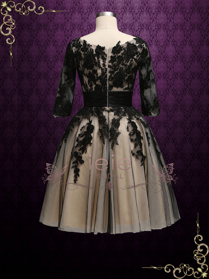 Short Black Lace Wedding Formal Dress PAMELA