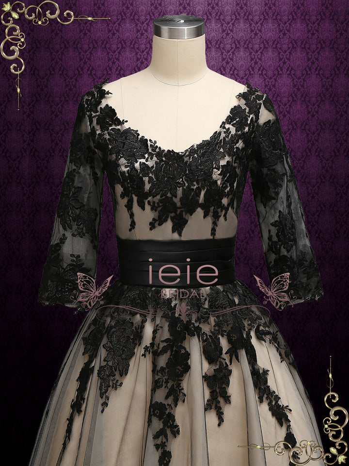 Short Black Lace Wedding Formal Dress PAMELA