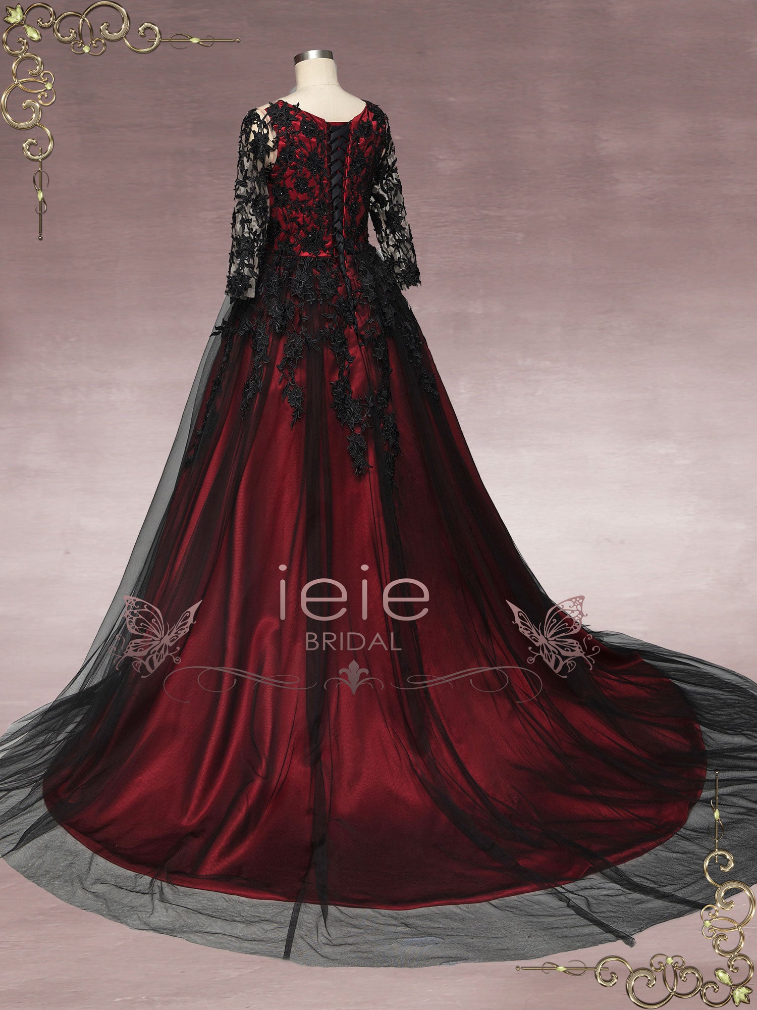 VINTAGE upcycled black wedding dress taffeta lace A-line sz0/2 – Renegade  Bridal & Dye Lab