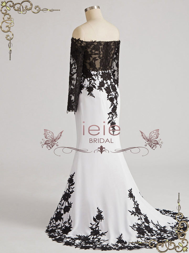 Strapless Off the Shoulder Black Lace Wedding Dress TWYLA