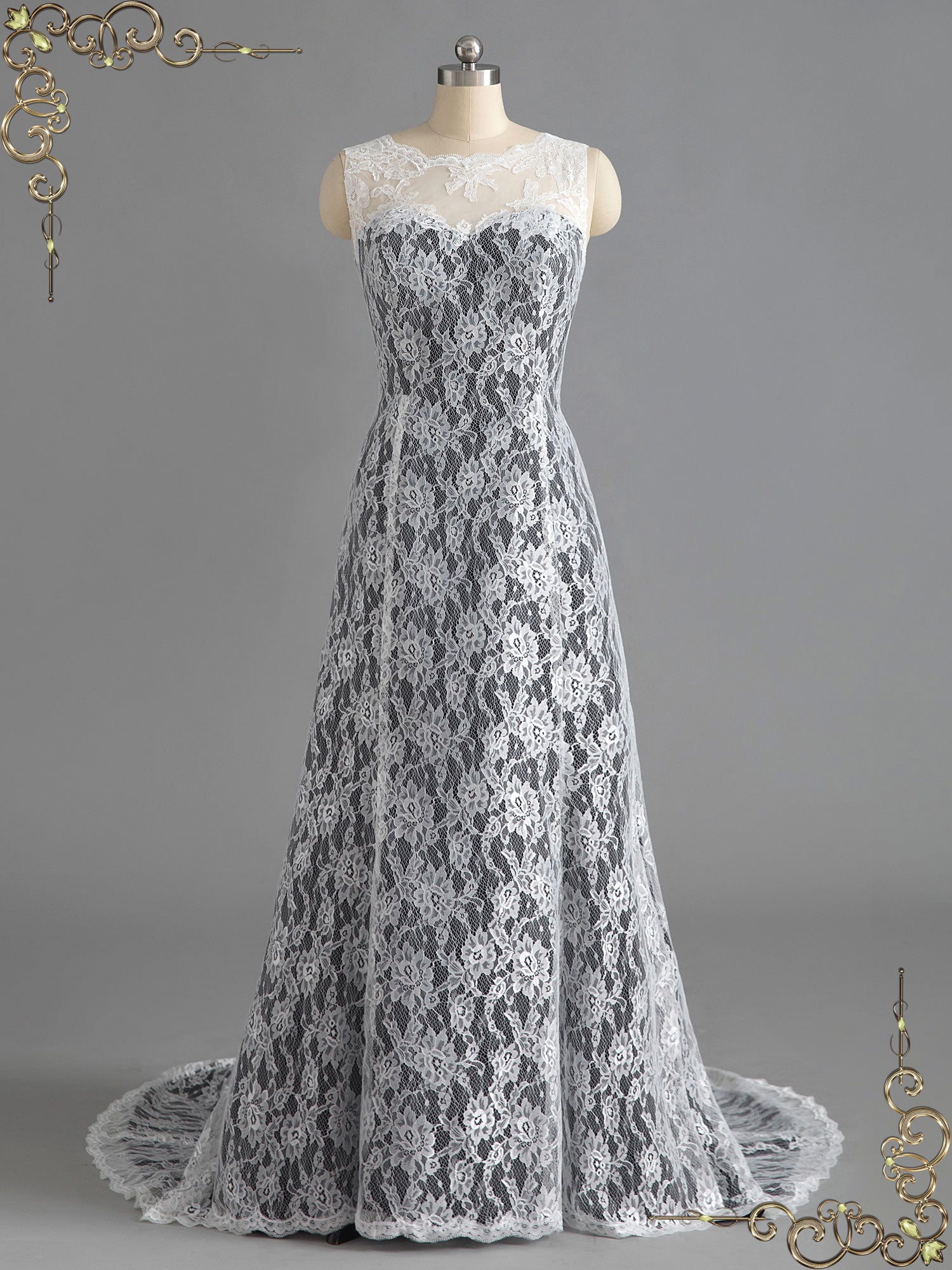 Black Wedding Dress with Ivory Lace LUCY Size 14 / Black